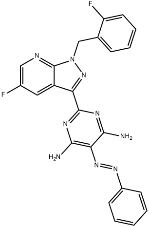 2-[5-Fluor-1-(2-fluorbenzyl)-1H-pyrazolo[3,4-b]pyridin-3-yl]-5-[(E)-phenyldiazenyl]pyrimidin-4,6-diamin